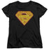 SUPERMAN/HOT STEEL SHIELD - S/S WOMENS TEE - BLACK