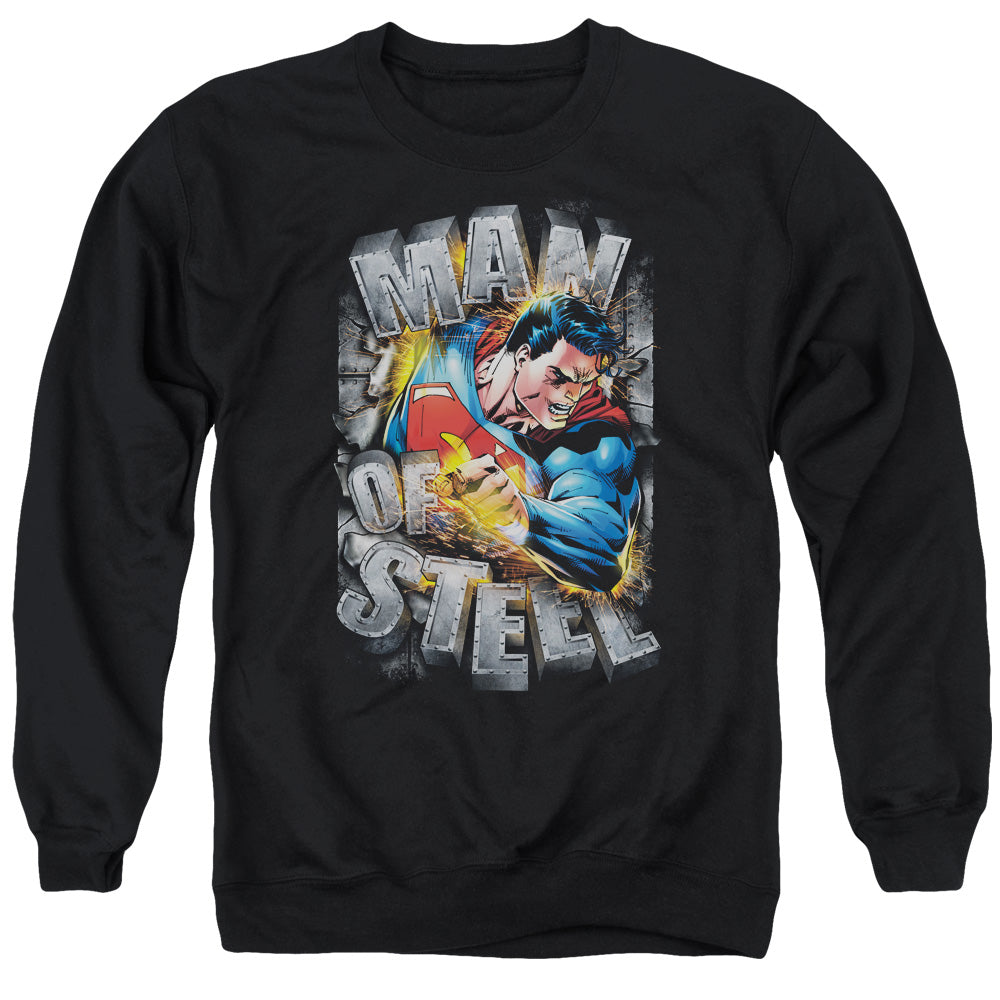 SUPERMAN/RIPPING STEEL - ADULT CREWNECK SWEATSHIRT - BLACK