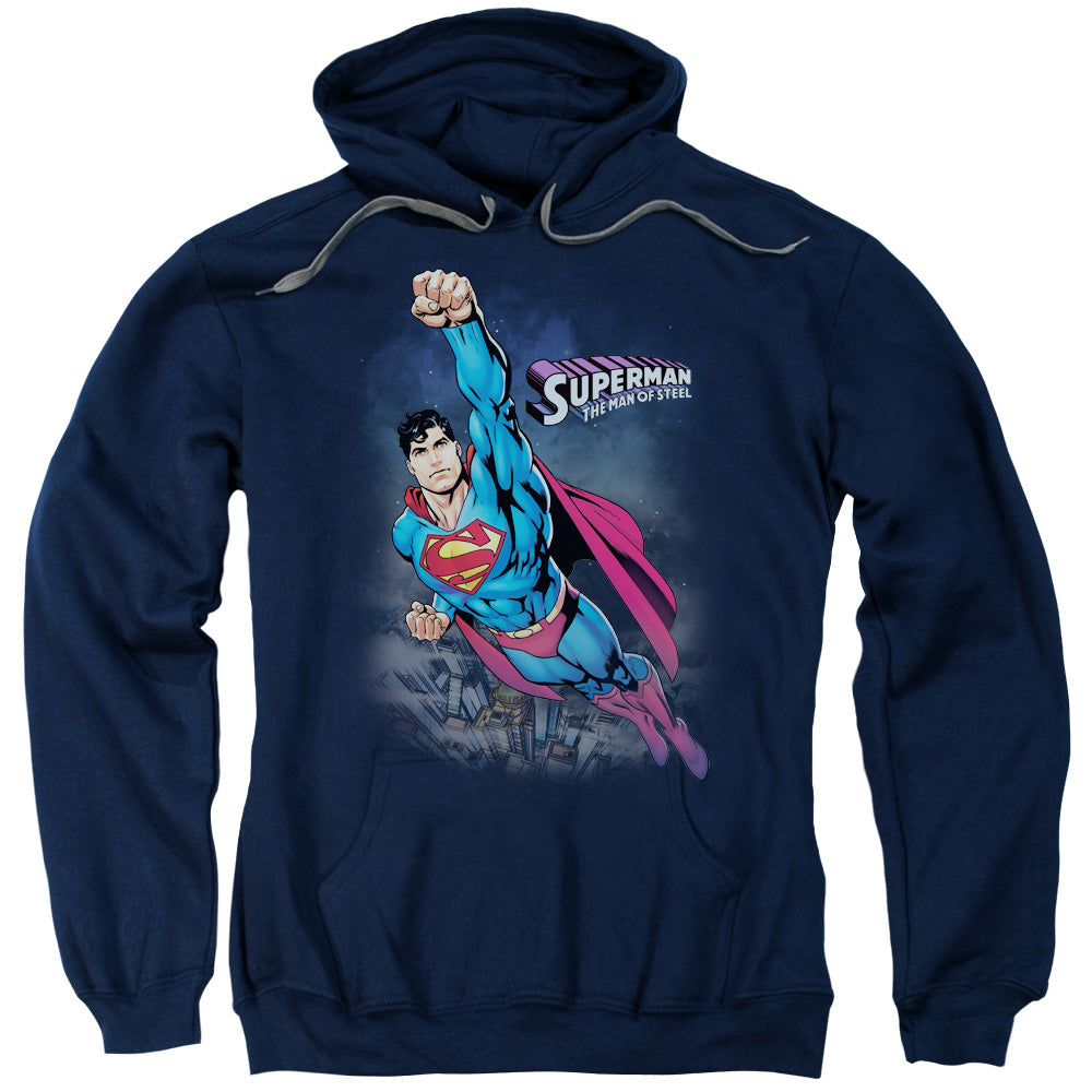 SUPERMAN/TWILIGHT FLIGHT - ADULT PULLOVER HOODIE - NAVY