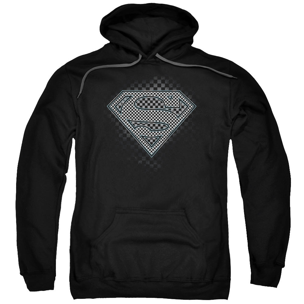 SUPERMAN/CHECKERBOARD - ADULT PULLOVER HOODIE - BLACK