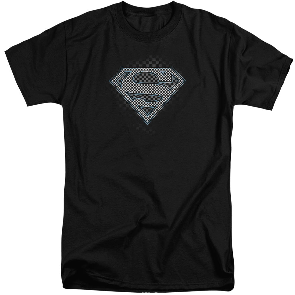 SUPERMAN/CHECKERBOARD - S/S ADULT TALL 18/1 - BLACK