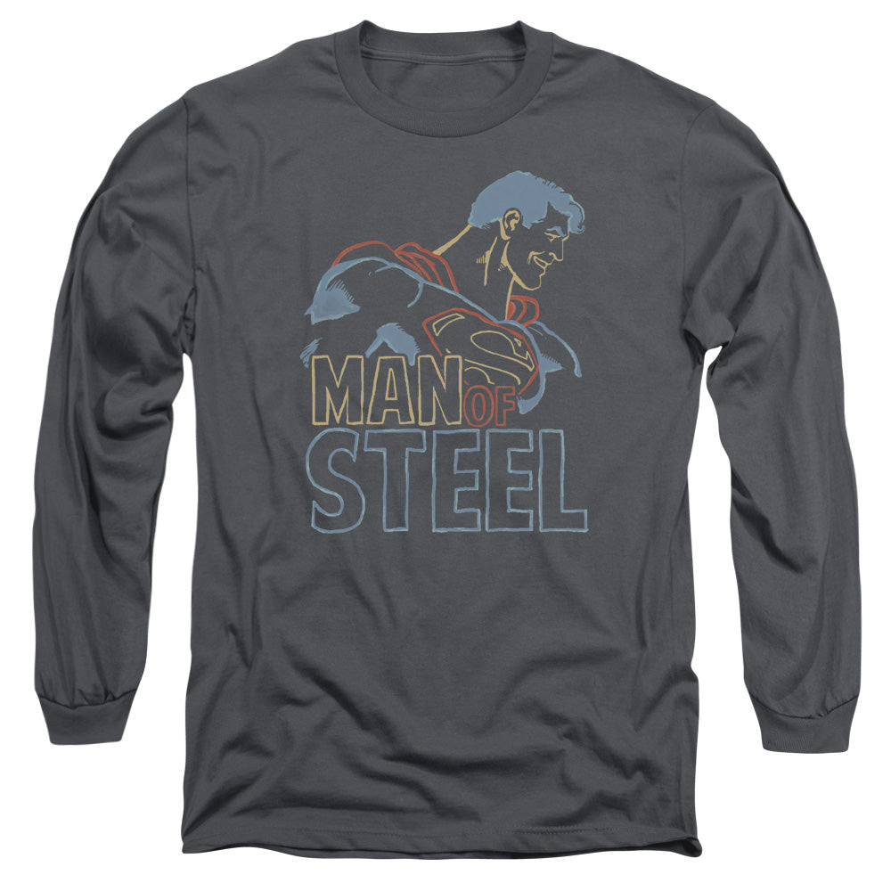 SUPERMAN/COLORED LINES - L/S ADULT 18/1 - CHARCOAL