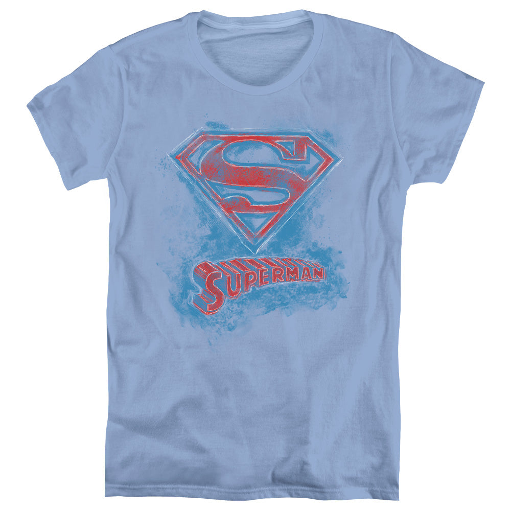 SUPERMAN/ITS SKETCHY - S/S WOMENS TEE - CAROLINA BLUE