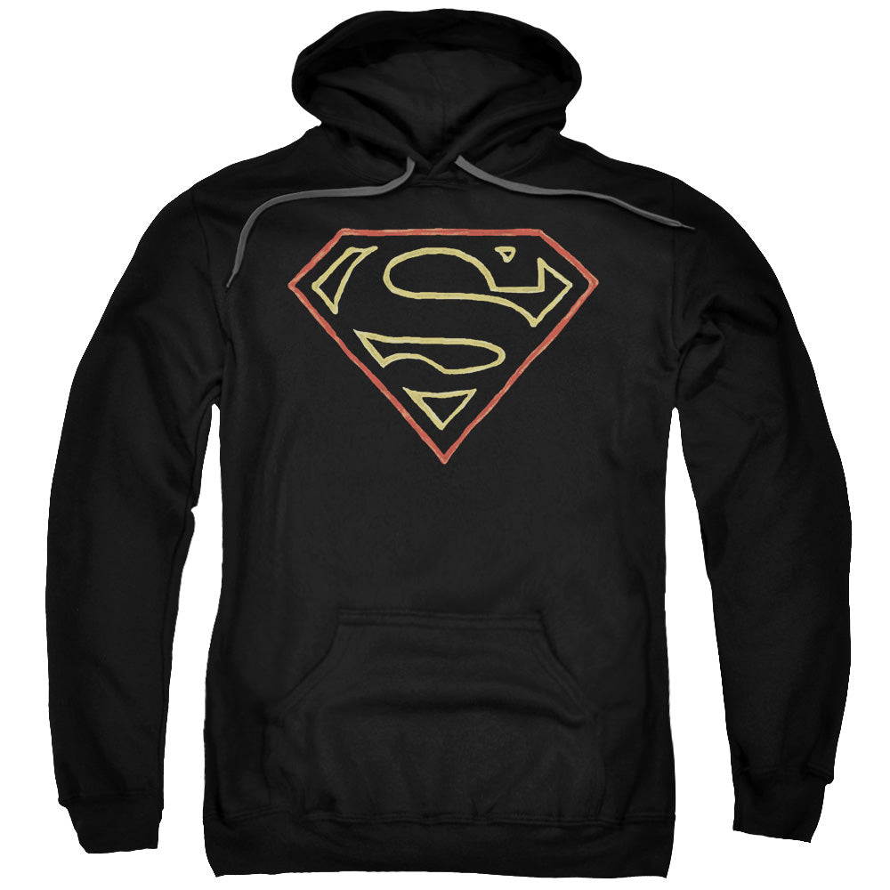 SUPERMAN/COLORED SHIELD - ADULT PULLOVER HOODIE - BLACK
