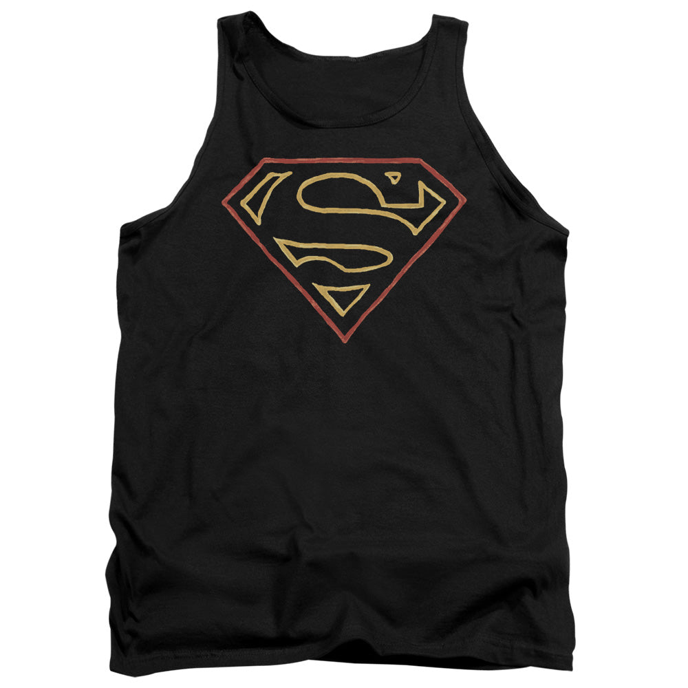 SUPERMAN/COLORED SHIELD - ADULT TANK - BLACK