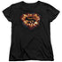 SUPERMAN/SPACE BURST SHIELD - S/S WOMENS TEE - BLACK