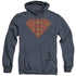 SUPERMAN/MESSY S - ADULT HEATHER HOODIE - NAVY