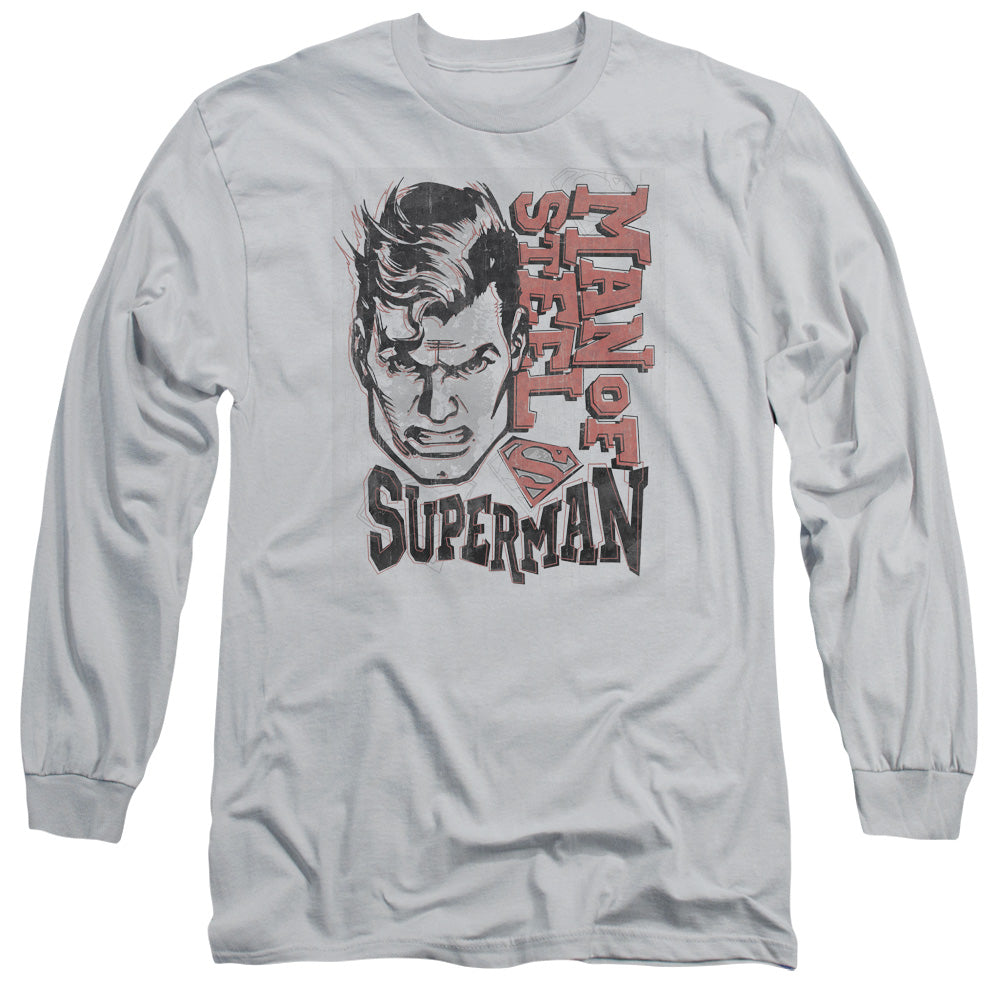 SUPERMAN/RETRO LINES - L/S ADULT 18/1 - SILVER