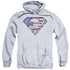 SUPERMAN/WARTORN FLAG - ADULT PULLOVER HOODIE - ATHLETIC HEATHER