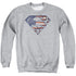 SUPERMAN/WARTORN FLAG - ADULT CREWNECK SWEATSHIRT - ATHLETIC HEATHER