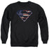 SUPERMAN/WARTORN FLAG - ADULT CREWNECK SWEATSHIRT - BLACK