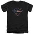 SUPERMAN/WARTORN FLAG - S/S ADULT V-NECK 30/1 - BLACK