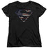 SUPERMAN/WARTORN FLAG - S/S WOMENS TEE - BLACK