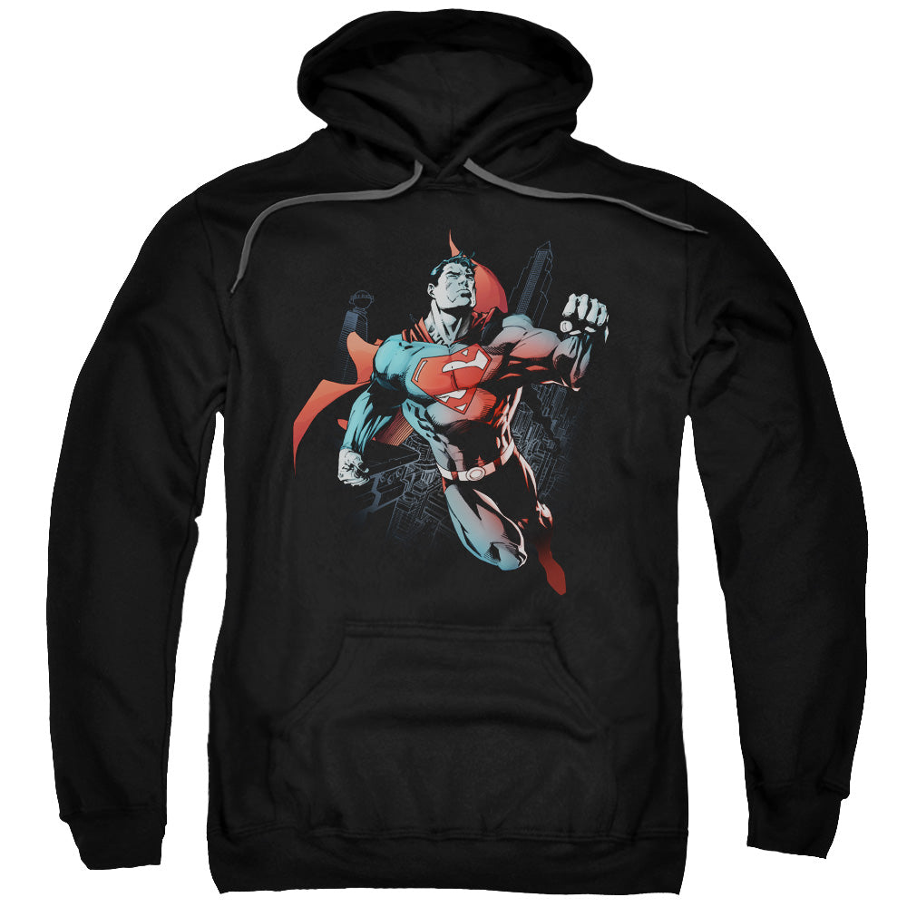 SUPERMAN/UP IN THE SKY - ADULT PULLOVER HOODIE - BLACK