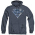 SUPERMAN/WATER SHIELD - ADULT HEATHER HOODIE - NAVY