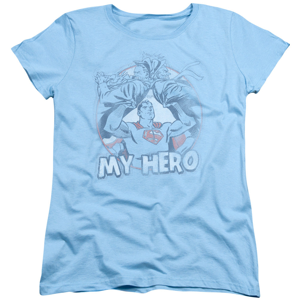 SUPERMAN/MY HERO - S/S WOMENS TEE - LIGHT BLUE