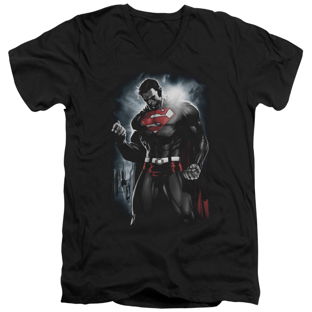SUPERMAN/LIGHT OF THE SUN - S/S ADULT V-NECK 30/1 - BLACK