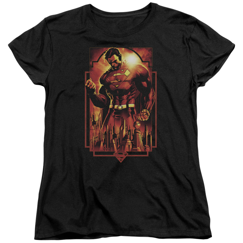 SUPERMAN/METROPOLIS DECO - S/S WOMENS TEE - BLACK
