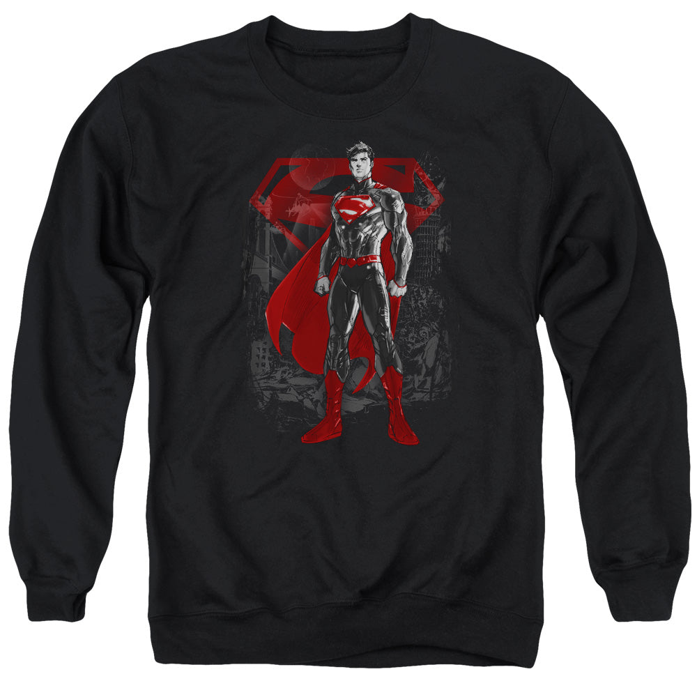 SUPERMAN/AFTERMATH - ADULT CREWNECK SWEATSHIRT - BLACK