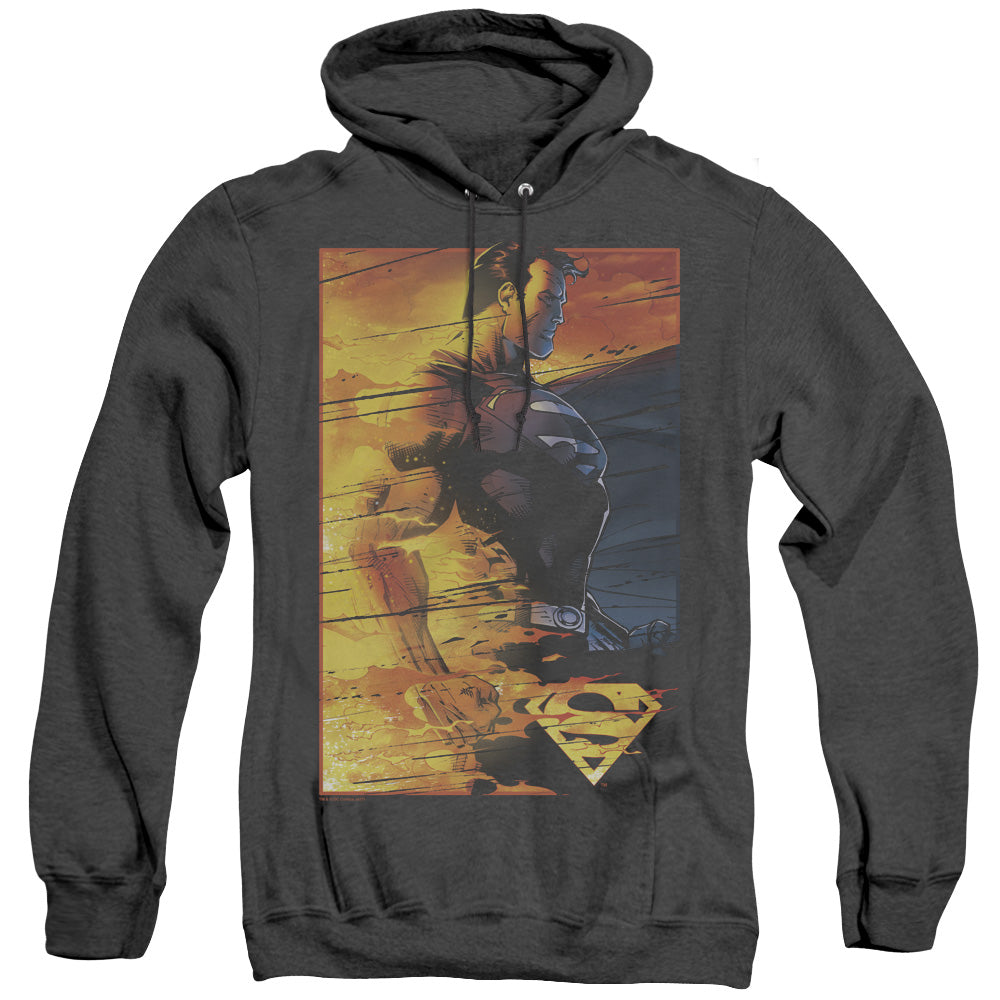 SUPERMAN/FIREPROOF - ADULT HEATHER HOODIE - BLACK