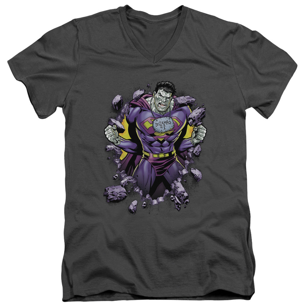 SUPERMAN/BIZZARO BREAKTHROUGH - S/S ADULT V-NECK 30/1 - CHARCOAL