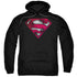 SUPERMAN/WAR TORN SHIELD - ADULT PULLOVER HOODIE - BLACK