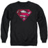 SUPERMAN/WAR TORN SHIELD - ADULT CREWNECK SWEATSHIRT - BLACK
