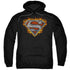 SUPERMAN/IRON FIRE SHIELD - ADULT PULLOVER HOODIE - BLACK