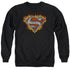 SUPERMAN/IRON FIRE SHIELD - ADULT CREWNECK SWEATSHIRT - BLACK