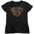 SUPERMAN/IRON FIRE SHIELD - S/S WOMENS TEE - BLACK