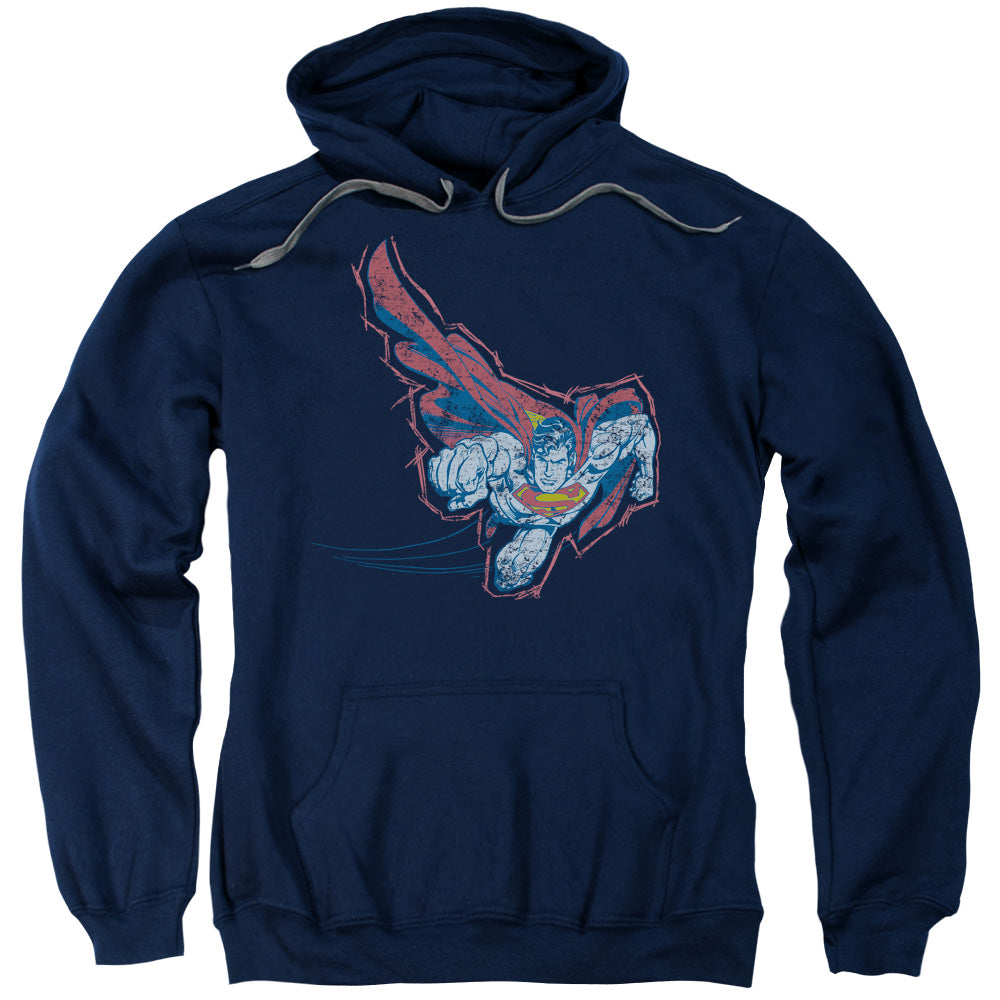 SUPERMAN/SCRIBBLE & SOAR - ADULT PULLOVER HOODIE - NAVY