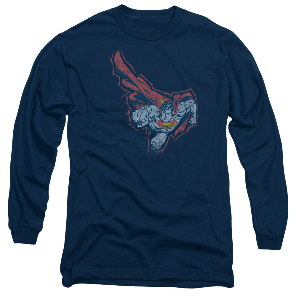 SUPERMAN/SCRIBBLE & SOAR -  L/S ADULT 18/1  - NAVY
