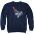 SUPERMAN/SCRIBBLE & SOAR - ADULT CREWNECK SWEATSHIRT - NAVY