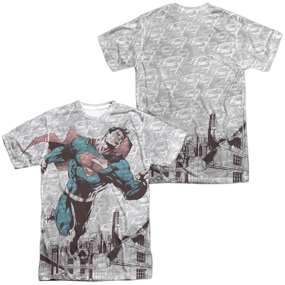 SUPERMAN/WAR ZONE (FRONT/BACK PRINT) -  S/S ADULT POLY CREW - MULTI