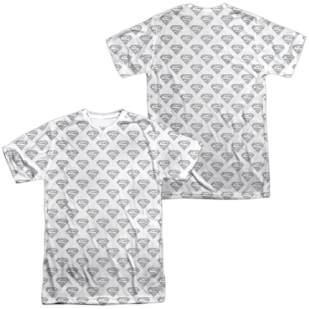 SUPERMAN/SHIELDS ALL OVER (FRONT/BACK PRINT) -  S/S ADULT POLY CREW - MULTI
