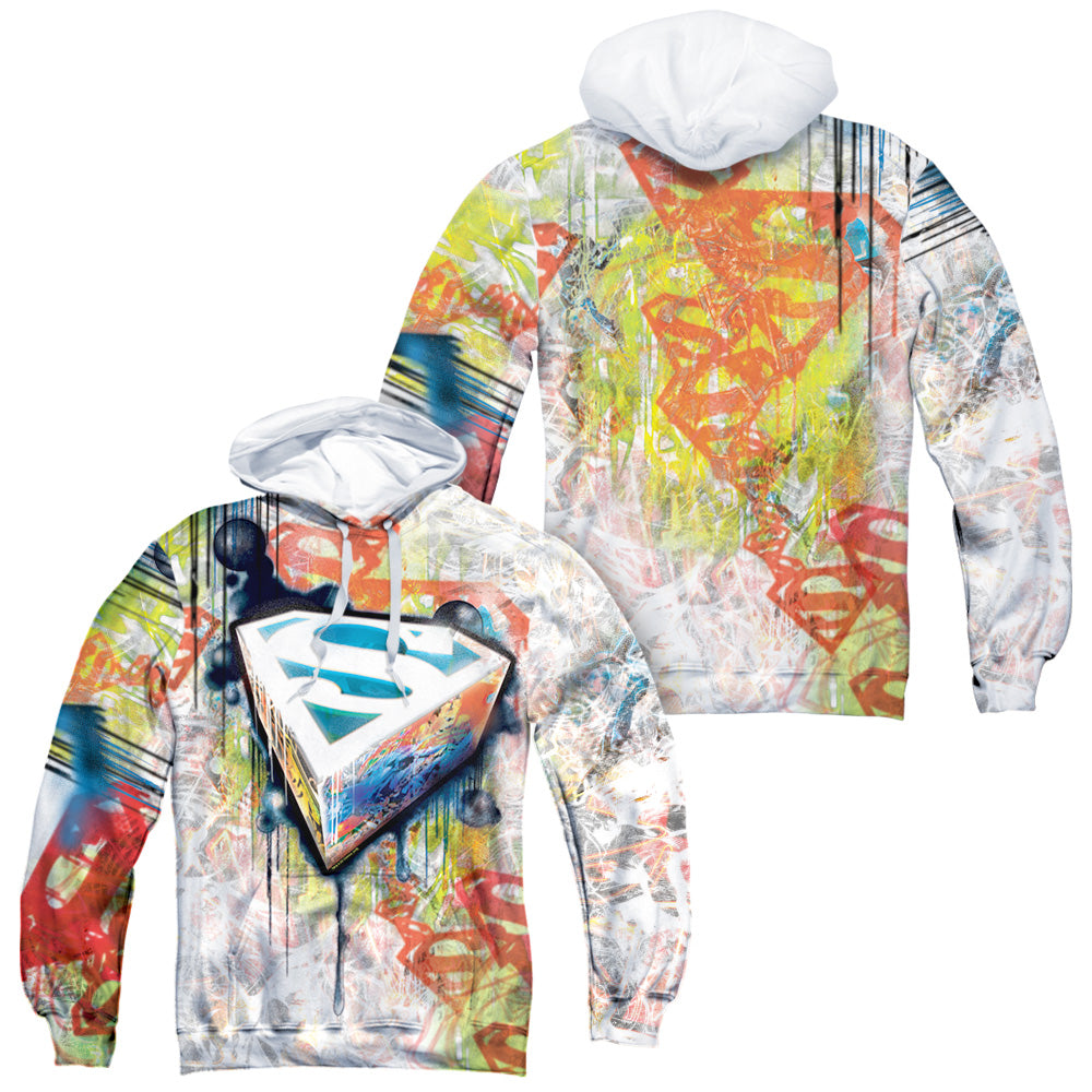 SUPERMAN/URBAN SHIELDS (FRONT/BACK PRINT) - ADULT POLY PULLOVER HOODIE - MULTI