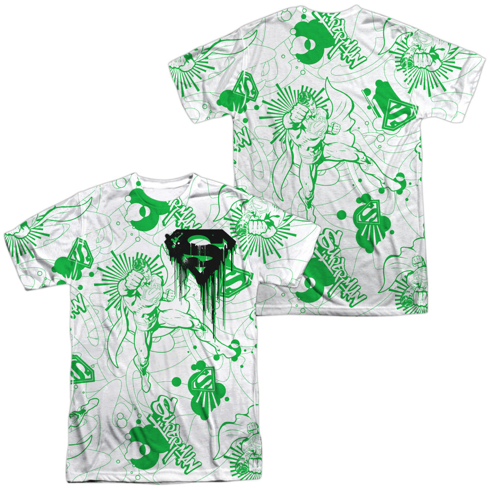 SUPERMAN/IN YOUR FACE (FRONT/BACK PRINT) -  S/S ADULT POLY CREW - MULTI