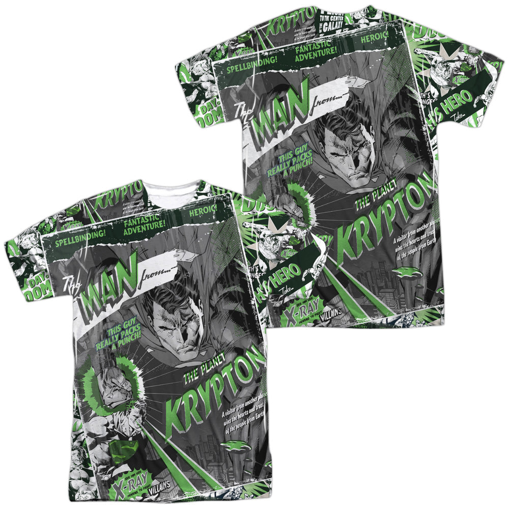 SUPERMAN/MAN FROM KRYPTON (FRONT/BACK PRINT) -  S/S ADULT POLY CREW - MULTI