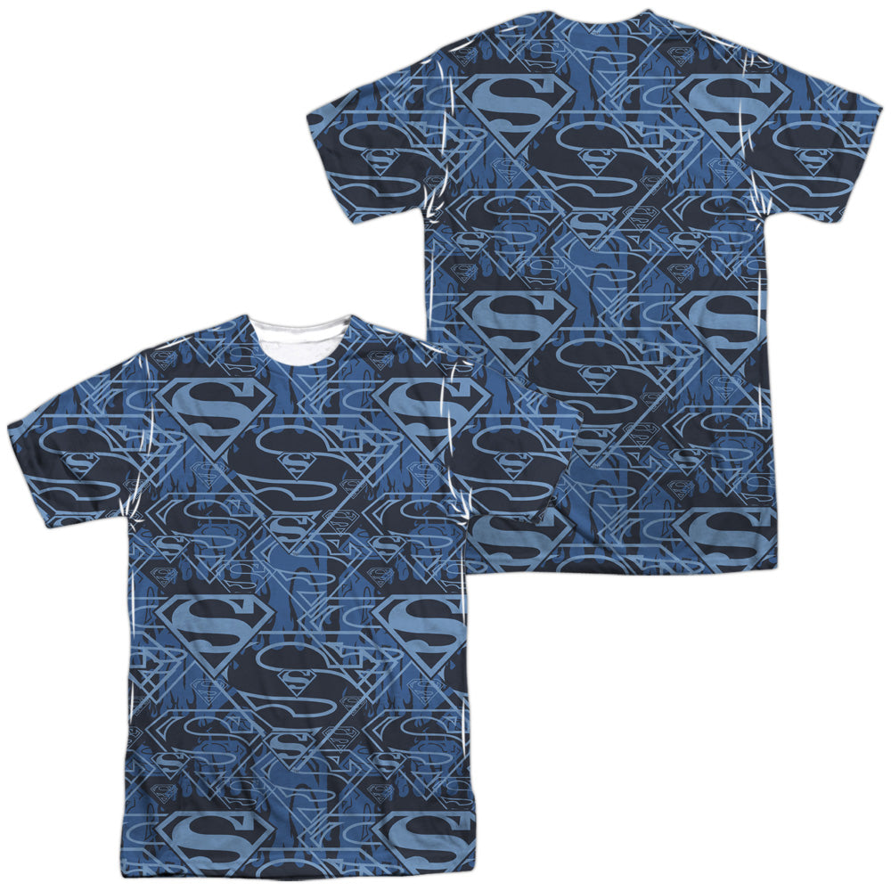 SUPERMAN/SHIELDED (FRONT/BACK PRINT) -  S/S ADULT POLY CREW - MULTI