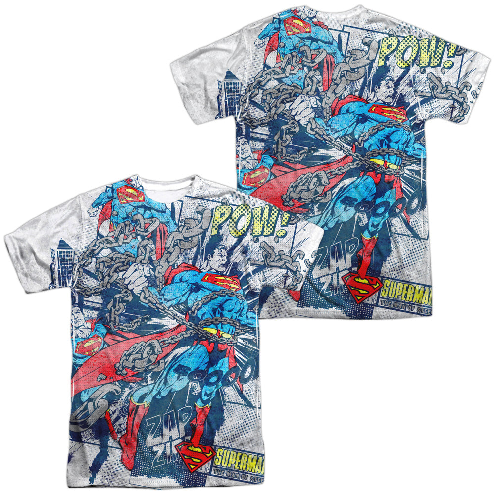 SUPERMAN/BREAK FREE (FRONT/BACK PRINT) -  S/S ADULT POLY CREW - MULTI