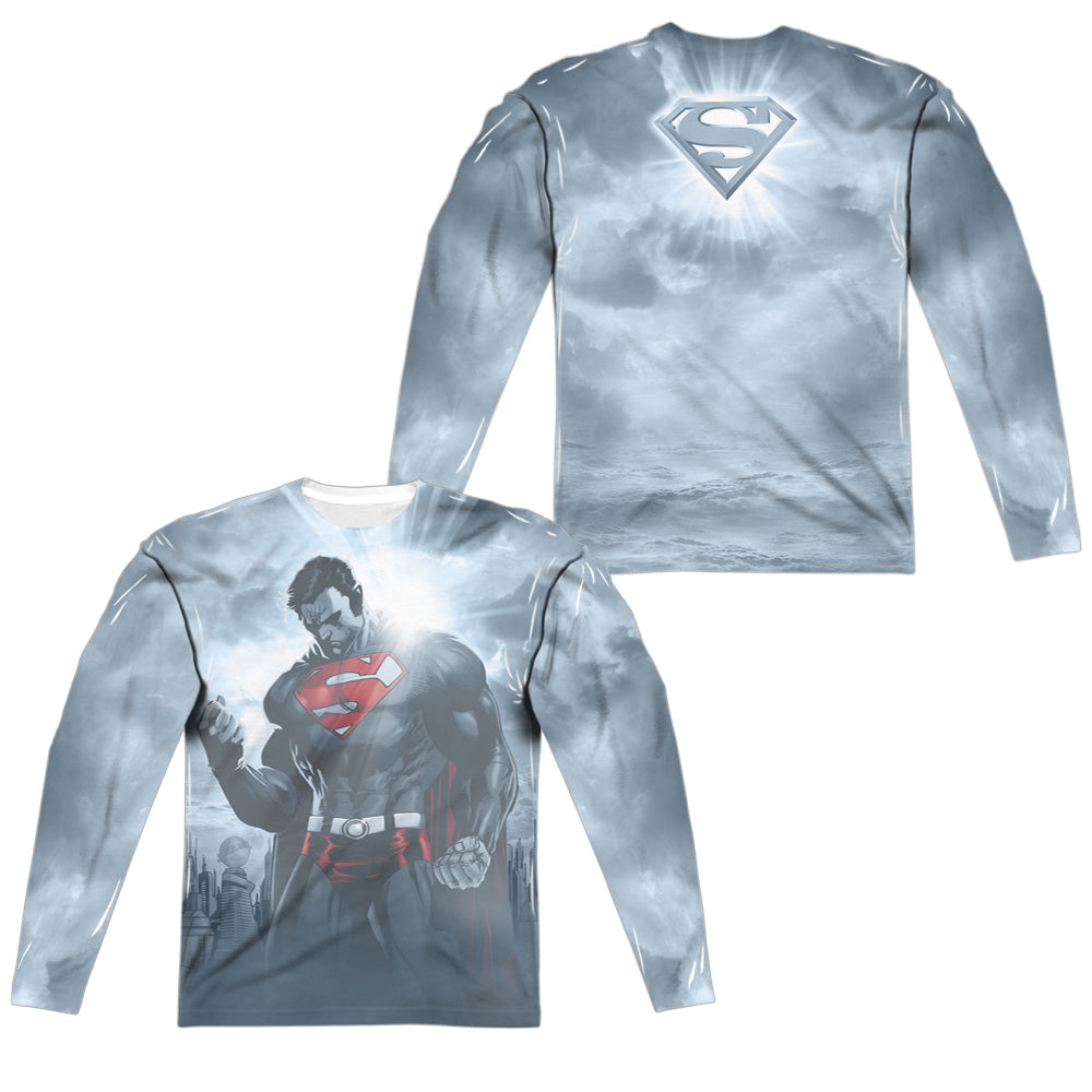 SUPERMAN/LIGHT OF THE SUN (FRONT/BACK PRINT) - L/S ADULT POLY CREW  - MULTI