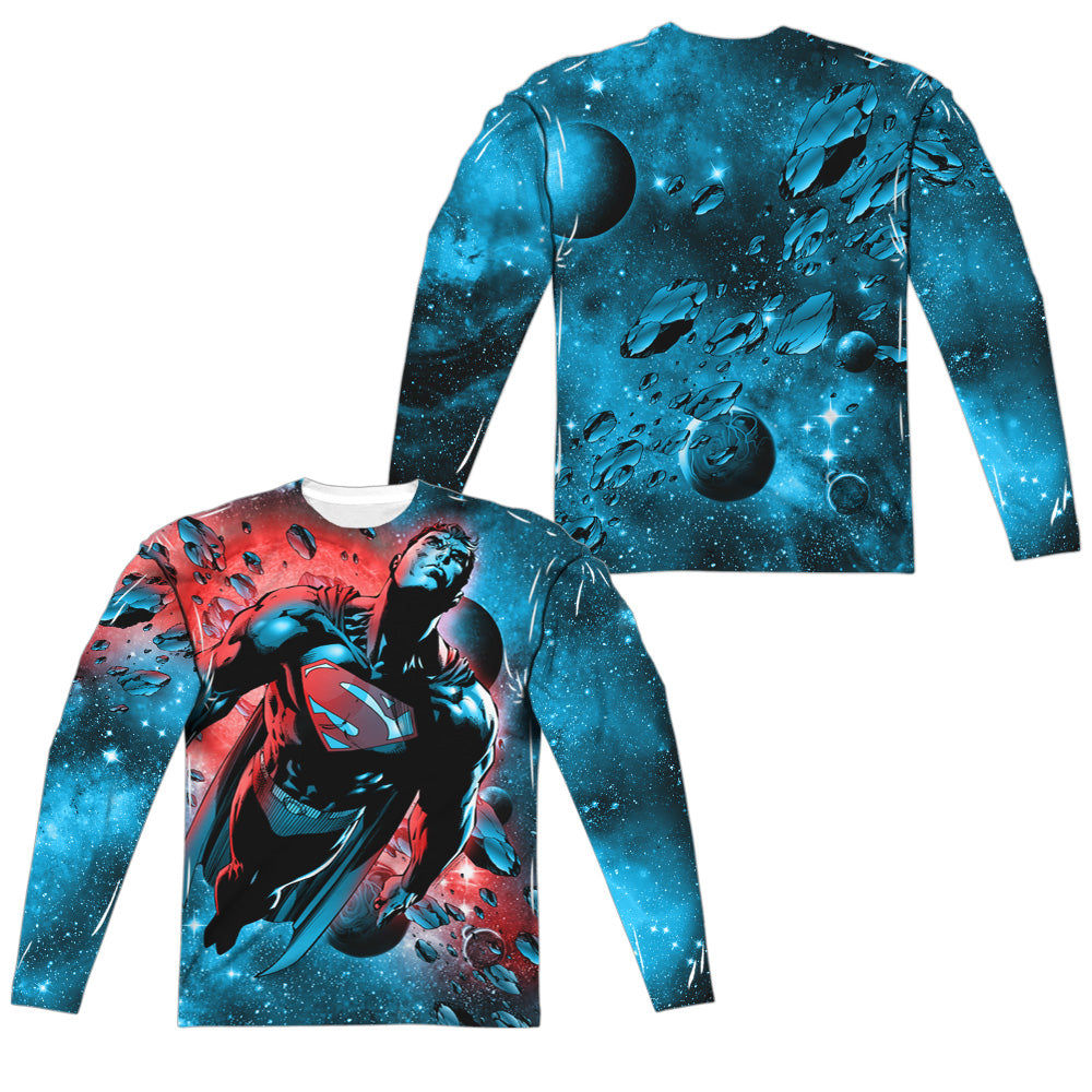 SUPERMAN/RED SUN (FRONT/BACK PRINT) - L/S ADULT POLY CREW  - MULTI