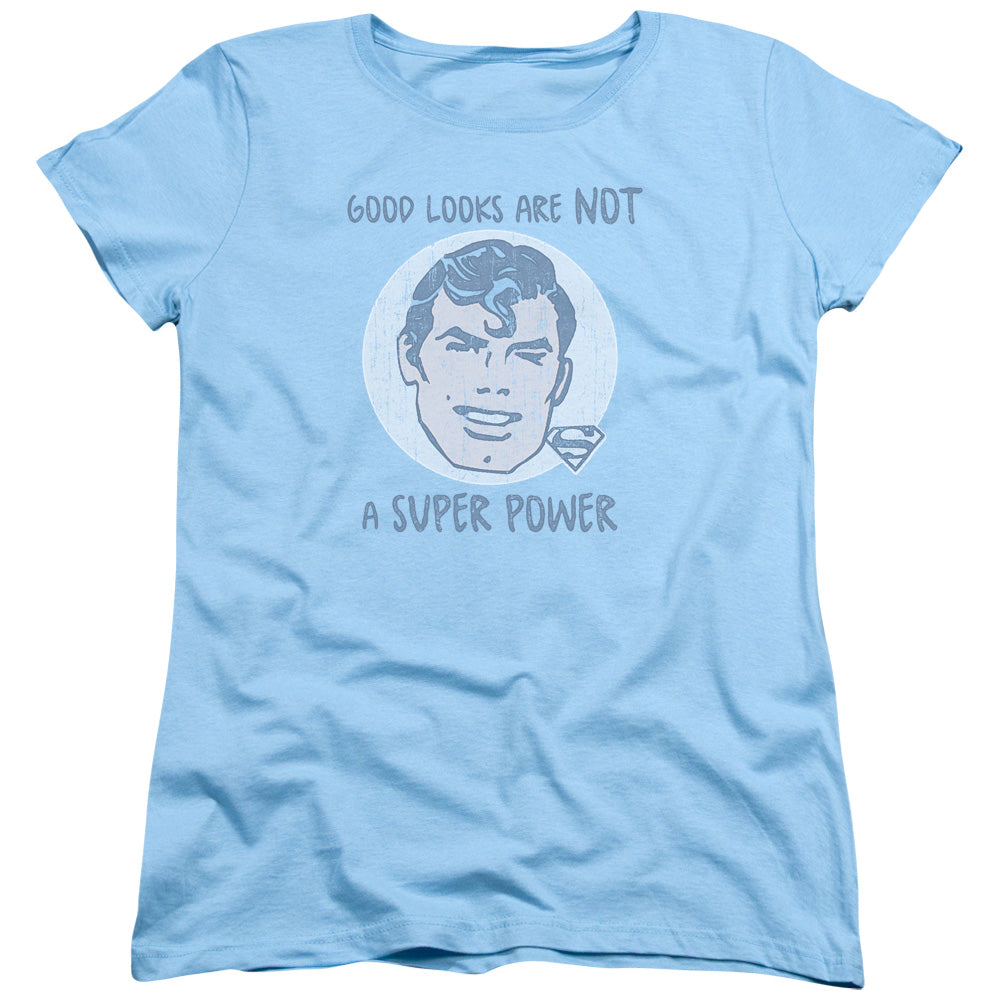SUPERMAN/GOOD LOOKS - S/S WOMENS TEE - LIGHT BLUE