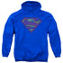 SUPERMAN/TATTERED SHIELD - ADULT PULLOVER HOODIE - ROYAL BLUE