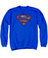 SUPERMAN/TATTERED SHIELD - ADULT CREWNECK SWEATSHIRT - ROYAL BLUE