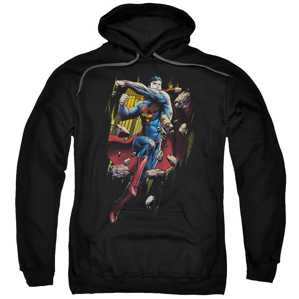 SUPERMAN/FLYING DETERMINATION - ADULT PULLOVER HOODIE - BLACK