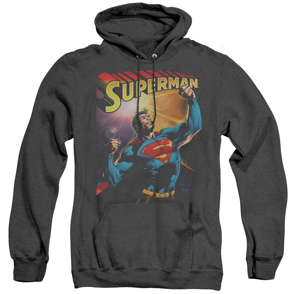 SUPERMAN/VICTORY - ADULT HEATHER HOODIE - BLACK