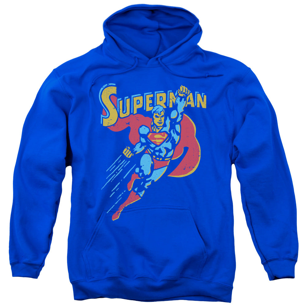 SUPERMAN/LIFE LIKE ACTION - ADULT PULLOVER HOODIE - ROYAL BLUE