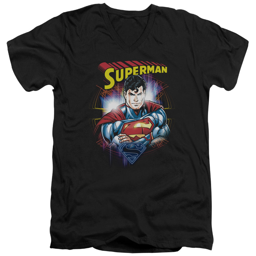 SUPERMAN/GLAM - S/S ADULT V-NECK 30/1 - BLACK