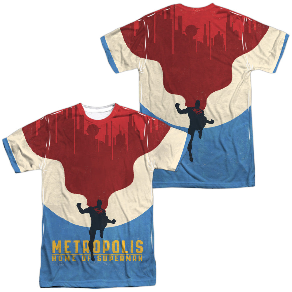 SUPERMAN/HOME (FRONT/BACK PRINT) - S/S ADULT POLY CREW - MULTI